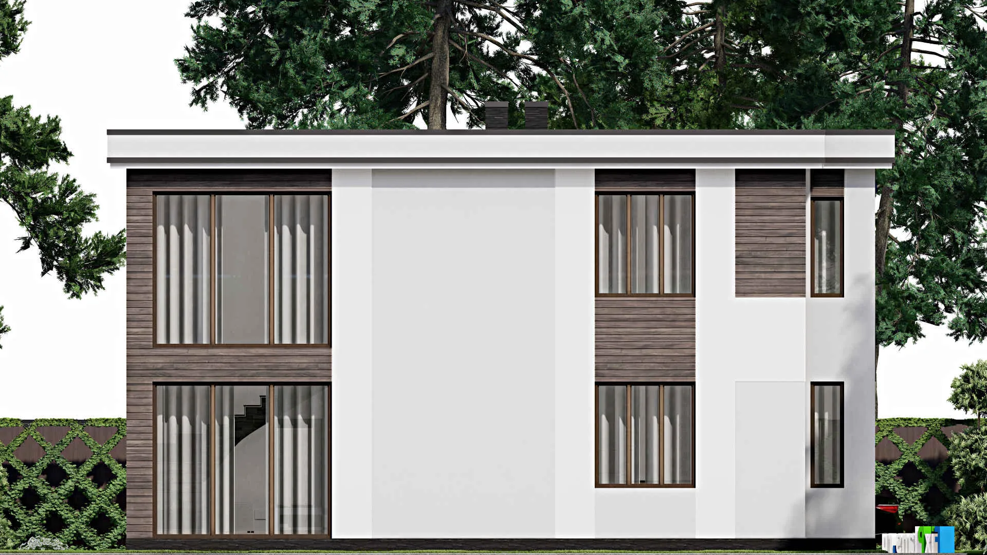 F-10547 - Проект двухэтажного дома 11 на 14, площадью 200 м² с баней и 4 спальнями