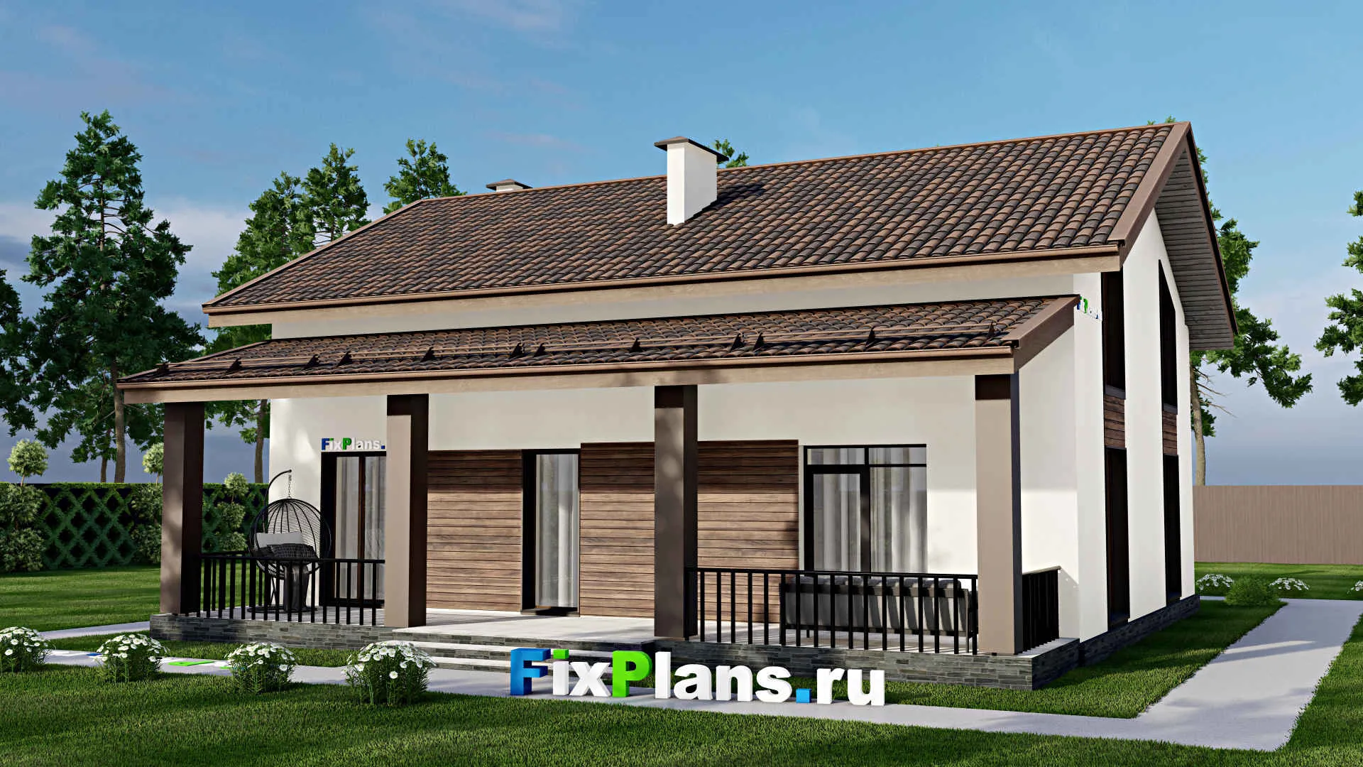 F-7118 - Планы дома с мансардой 13 на 15, площадью 240 м² с террасой и 5 спальнями